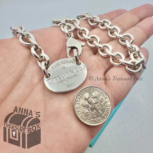 Tiffany & Co. 925 Silver Vintage RTT Oval Tag Choker 15.75" Necklace (pouch) - Picture 8 of 8